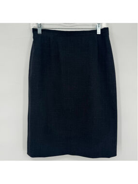 Giorgio Armani Pencil Skirt Size 8 Wool Charcoal Gray Vintage